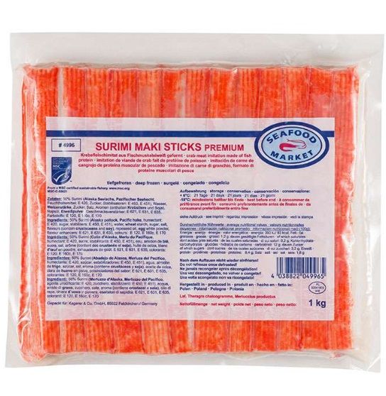 MSC Surimi Maki "Premium" (50% fish / 18 cm) - FISH PROTEIN STICKS