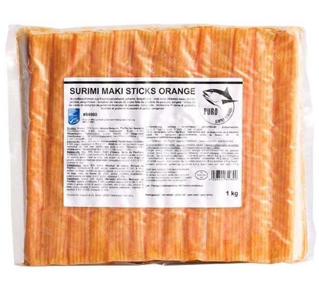 MSC Surimi Maki "Orange" (25% fish / 18 cm) - FISH PROTEIN STICKS